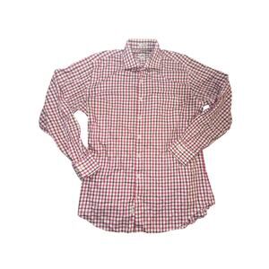 Men’s Top Peter Miller L Gingham plaid long sleeve button up point collar pocket
